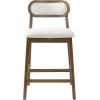 Christopher Knight Home Kaylin Modern Counter Height Bar Stools Set of 2, Upholstered Bar Stool for Kitchen Island, Rubberwood Dining Room Chair, Counter Stool with Footrest, Natural+Beige(Brown+beige)