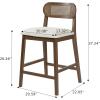 Christopher Knight Home Kaylin Modern Counter Height Bar Stools Set of 2, Upholstered Bar Stool for Kitchen Island, Rubberwood Dining Room Chair, Counter Stool with Footrest, Natural+Beige(Brown+beige/Rattan Back)