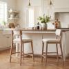Christopher Knight Home Kaylin Modern Counter Height Bar Stools Set of 2, Upholstered Bar Stool for Kitchen Island, Rubberwood Dining Room Chair, Counter Stool with Footrest, Natural+Beige(Natural+beige)