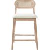 Christopher Knight Home Kaylin Modern Counter Height Bar Stools Set of 2, Upholstered Bar Stool for Kitchen Island, Rubberwood Dining Room Chair, Counter Stool with Footrest, Natural+Beige(Natural+beige/Rattan Back)