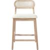 Christopher Knight Home Kaylin Modern Counter Height Bar Stools Set of 2, Upholstered Bar Stool for Kitchen Island, Rubberwood Dining Room Chair, Counter Stool with Footrest, Natural+Beige(Natural+beige)
