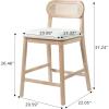 Christopher Knight Home Kaylin Modern Counter Height Bar Stools Set of 2, Upholstered Bar Stool for Kitchen Island, Rubberwood Dining Room Chair, Counter Stool with Footrest, Natural+Beige(Natural+beige/Rattan Back)