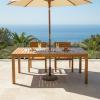 Christopher Knight Home Labrov 69”L Acacia Wood Outdoor Dining Table with Umbrella Hole, Sturdy Rectangular Patio Table for 6 People, Indoor and Outdoor Dining Room Table with Slatted Design, Teak