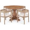 Christopher Knight Home Ladieu Extendable Dining Table Set for 4, Expandable Kitchen Table and Dining Chairs Set of 4, Rubberwood Dining Room Table Set for 4, Beige Boucle+Natural(Beige+natural)