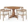 Christopher Knight Home Ladieu Extendable Dining Table Set for 4, Expandable Kitchen Table and Dining Chairs Set of 4, Rubberwood Dining Room Table Set for 4, Beige Boucle+Natural(Beige Boucle+natural)