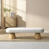 Christopher Knight Home Manila Chenille Upholstered Dining Bench, Modern Ottoman Bench, Wooden Entryway Bench, Comfort Long Spfa Footstool for Living Room Dining Room, No Assembly Needed, Oatmeal(Beige/64″)