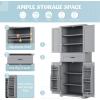 Christopher Knight Home Parlington Bathroom Cabinets with Multi-Functional Storage Space, Wood Frame, Stacking Structure, Drawer with Slide Rails, Adjustable Shelf, Doors with Three-Tier Racks, White(Grey)