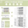 Christopher Knight Home Parlington Bathroom Cabinets with Multi-Functional Storage Space, Wood Frame, Stacking Structure, Drawer with Slide Rails, Adjustable Shelf, Doors with Three-Tier Racks, White(White)