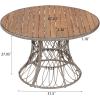 Christopher Knight Home Pella Farmhouse Acacia Wood Round Dining Table for 4-6 People, Patio Dining Room Table with Handwoven Wicker Base for Backyard/Garden, Slatted Design Outdoor Patio Table, Brown(Brown)