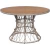 Christopher Knight Home Pella Farmhouse Acacia Wood Round Dining Table for 4-6 People, Patio Dining Room Table with Handwoven Wicker Base for Backyard/Garden, Slatted Design Outdoor Patio Table, Brown(Brown)