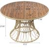 Christopher Knight Home Pella Farmhouse Acacia Wood Round Dining Table for 4-6 People, Patio Dining Room Table with Handwoven Wicker Base for Backyard/Garden, Slatted Design Outdoor Patio Table, Brown(Teak)
