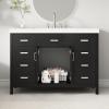 Christopher Knight Home Pineas 48″ Modern Bathroom Vanity with Resin Sink Combo Set, Wooden Bathroom Vanity Organizer with Drawers, Soft Closing Door Bathroom Storage Cabinet with Sink, White(Black)