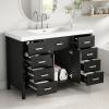 Christopher Knight Home Pineas 48″ Modern Bathroom Vanity with Resin Sink Combo Set, Wooden Bathroom Vanity Organizer with Drawers, Soft Closing Door Bathroom Storage Cabinet with Sink, White(Black)