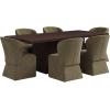 Christopher Knight Home Qiyana Modern Dining Table Set for 6, Comfy Upholstered Dining Chairs and Solid Wood Kitchen Table Set, Rectangular Dining Room Table Set for 6, Beige + Light Natural(Olive Green + Espresso)