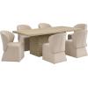Christopher Knight Home Qiyana Modern Dining Table Set for 6, Comfy Upholstered Dining Chairs and Solid Wood Kitchen Table Set, Rectangular Dining Room Table Set for 6, Beige + Light Natural(Beige + Light Natural)