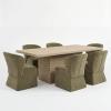 Christopher Knight Home Qiyana Modern Dining Table Set for 6, Comfy Upholstered Dining Chairs and Solid Wood Kitchen Table Set, Rectangular Dining Room Table Set for 6, Beige + Light Natural(Olive Green + Light Natural)