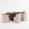 Christopher Knight Home Qiyana Modern Dining Table Set for 6, Comfy Upholstered Dining Chairs and Solid Wood Kitchen Table Set, Rectangular Dining Room Table Set for 6, Beige + Light Natural(Beige + Walnut)