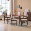 Christopher Knight Home Regina French Country Dining Chairs Set of 6, Wooden Dining Room Chair, High Back Kitchen Side Chair, Fabric Upholstered Armless Extra Seat, Beige+Walnut(Beige+walnut)