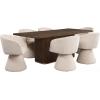 Christopher Knight Home Scout Modern Dining Table Set for 6, 180° Swivel Dining Chair and Table Set, Solid Wood Dining Room Table Set for 6, Beige+Natural(Beige+walnut)