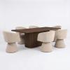 Christopher Knight Home Scout Modern Dining Table Set for 6, 180° Swivel Dining Chair and Table Set, Solid Wood Dining Room Table Set for 6, Beige+Natural(Oatmeal+walnut)