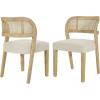 Christopher Knight Home Selwyn Dining Chairs Set of 2, Modern Dining Chair with Fabric Upholstery and Curved Back, Rubberwood Frame Kitchen Chairs with Cane Webbing, Accent Chairs, Beige+Natural(Beige+natural)