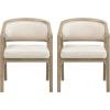 Christopher Knight Home Sepharine Modern Wooden Dining Chairs Set of 2, Boucle Upholstered Kitchen Side Armchairs, Living Room Comfy Reading Chair with Curved Back, Extra Seating, Light Ash + Beige(Light Ash + Beige)