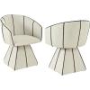 Christopher Knight Home Unami 90° Swivel Dining Chairs Set of 2, Upholstered Swivel Accent Chair, Modern Swivel Barrel Chair, Beige+Champagne(Beige+black)