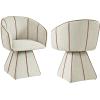 Christopher Knight Home Unami 90° Swivel Dining Chairs Set of 2, Upholstered Swivel Accent Chair, Modern Swivel Barrel Chair, Beige+Champagne(Beige+champagne)