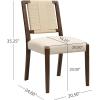 Christopher Knight Home Xinzi Comfy Upholstered Dining Chairs Set of 2, Rubberwood Kitchen Chairs with Woven Rope Backrest, Extra Seat for Dining Room, Armless Dining Chair, Beige + Natural Ash(Beige + Walnut)