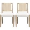 Christopher Knight Home Xinzi Comfy Upholstered Dining Chairs Set of 2, Rubberwood Kitchen Chairs with Woven Rope Backrest, Extra Seat for Dining Room, Armless Dining Chair, Beige + Natural Ash(Beige + Natural Ash)