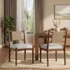 Christopher Knight Home Yudidi Mid Century Modern Dining Chairs Set of 2, Dining Room Chairs with Fabric Upholstery, Rubberwood Frame Kitchen Chairs with Paper Rope Backrest, Beige + Brown(Beige + Brown)