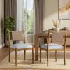 Christopher Knight Home Yudidi Mid Century Modern Dining Chairs Set of 2, Dining Room Chairs with Fabric Upholstery, Rubberwood Frame Kitchen Chairs with Paper Rope Backrest, Beige + Brown(Beige+light Brown+natural)
