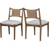 Christopher Knight Home Yudidi Mid Century Modern Dining Chairs Set of 2, Dining Room Chairs with Fabric Upholstery, Rubberwood Frame Kitchen Chairs with Paper Rope Backrest, Beige + Brown(Beige + Brown)