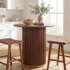 Christopher Knight Home Zenzi Round Kitchen Bar Table for Home Kitchen/Dining Room, Sturdy Wooden Counter Height Pub Table with Fluted Pedestal Base, Circle Mid Century Dining Table, Black(Walnut)