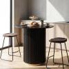 Christopher Knight Home Zenzi Round Kitchen Bar Table for Home Kitchen/Dining Room, Sturdy Wooden Counter Height Pub Table with Fluted Pedestal Base, Circle Mid Century Dining Table, Black(Black)