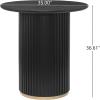 Christopher Knight Home Zenzi Round Kitchen Bar Table for Home Kitchen/Dining Room, Sturdy Wooden Counter Height Pub Table with Fluted Pedestal Base, Circle Mid Century Dining Table, Black(Black)