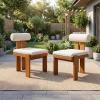 Christopher Knight Home Acker Outdoor Dining Chairs Set of 2 with Cylindrical Backrest, Acacia Wood Dining Room Chair with Thick Cushion, Comfy Outdoor Chairs Set of 2 and Flat Legs, Beige + Teak(Beige + Teak)