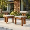 Christopher Knight Home Acker Outdoor Dining Chairs Set of 2 with Cylindrical Backrest, Acacia Wood Dining Room Chair with Thick Cushion, Comfy Outdoor Chairs Set of 2 and Flat Legs, Beige + Teak(Light Brown+teak)