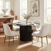 Christopher Knight Home Brasel Modern Round Dining Table Set for 4, Kitchen Table and Dining Chairs Set of 4, Solid Wood Dining Room Table Set for 4, Beige+Forged Brass+Black(Beige+forged Brass+black)