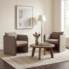 Christopher Knight Home Cabelo Boucle Upholstered Dining Chairs Set of 2, Sturdy Wooden Dining Chair with Curved Back, Modern Armchairs and Thick Cushions, Versatile Indoor Usage, Almond + Walnut(Brown + Walnut)