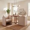 Christopher Knight Home Cabelo Boucle Upholstered Dining Chairs Set of 2, Sturdy Wooden Dining Chair with Curved Back, Modern Armchairs and Thick Cushions, Versatile Indoor Usage, Almond + Walnut(Beige + Natural Ash)