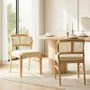 Christopher Knight Home Cayde Upholstered Dining Chairs Set of 2, Kitchen Side Chair with Cane Backrest, Rubberwood Dining Room Chair, Extra Seat for Living Room, Walnut+Beige(Natural+beige)