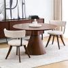 Christopher Knight Home Ceru Fabric Upholstered Dining Chairs Set of 2, Curved Backrest Kitchen Side Chair, Rubberwood Dining Room Armless Chair, Extra Seat for Living Room, Beige+Walnut(Beige+walnut)