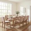 Christopher Knight Home Dale 9 Piece Dining Table Set for 8 with Chairs, Wooden Extendable Dining Room Table Set with Butterfly Leaf Design, Rustic Upholstered Dining Chairs Set, Light Natural+Beige(Light Natural+beige)