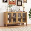 Christopher Knight Home Eileen Modern Storage Cabinet with 4 Doors, Large Size Buffet Cabinet with Storage and Adjustable Shelf, Wooden Sideboard Cabinet for Dining Room/Kitchen/Living Room, Natural(Natural)