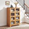 Christopher Knight Home Judland Modern Storage Cabinet with Glass Doors, Wooden Display Cabinet with Shelves and 8 Doors, Accent Cabinet for Living Room/Kitchen, Spacious Dining Room Cupboard, Natural