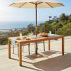 Christopher Knight Home Labrov 69”L Acacia Wood Outdoor Dining Table with Umbrella Hole, Sturdy Rectangular Patio Table for 6 People, Indoor and Outdoor Dining Room Table with Slatted Design, Teak