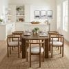 Christopher Knight Home Larkspur Mid-Century Modern Dining Table Set for 6, Solid Wood Kitchen Table and Dining Chairs Set of 6, Rubberwood Dining Room Table Set 6, Beige+Walnut
