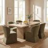 Christopher Knight Home Qiyana Modern Dining Table Set for 6, Comfy Upholstered Dining Chairs and Solid Wood Kitchen Table Set, Rectangular Dining Room Table Set for 6, Beige + Light Natural(Olive Green + Light Natural)