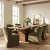 Christopher Knight Home Qiyana Modern Dining Table Set for 6, Comfy Upholstered Dining Chairs and Solid Wood Kitchen Table Set, Rectangular Dining Room Table Set for 6, Beige + Light Natural(Olive Green + Walnut)